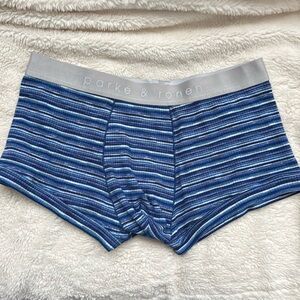 Parke & Rone Boxer Brief Trunks Blue and white stripes Medium